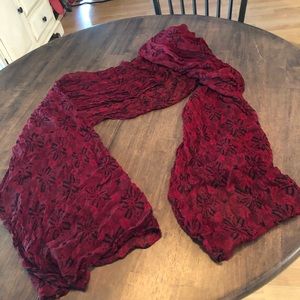 Burgundy and black floral scarf